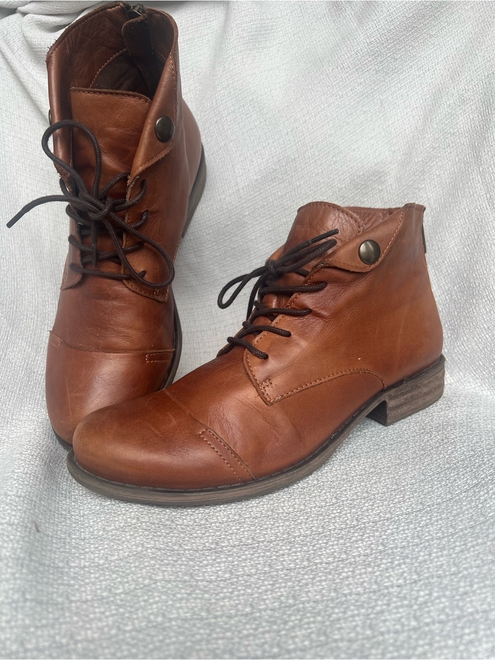 Miz Mooz Brown Leather Lace-Up Ankle Boots Women’s - Picture 10 of 16